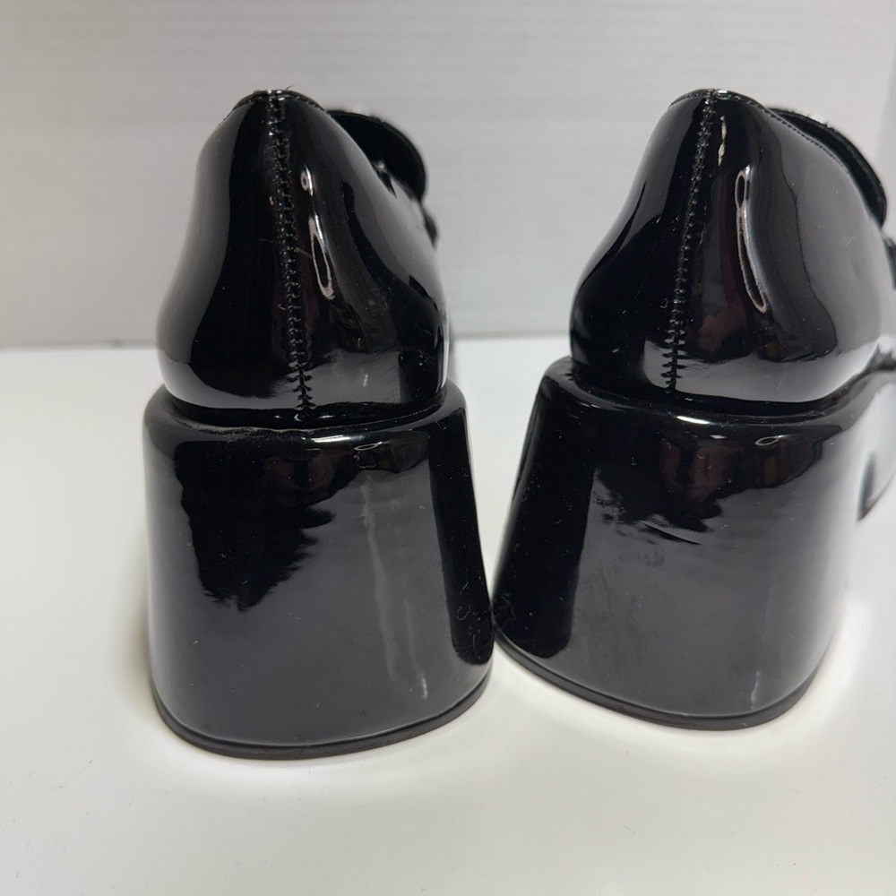Black Chunky retro 90’s 00’s patent leather loafers Therapy Ella May Ding sz 7 - Picture 2 of 10